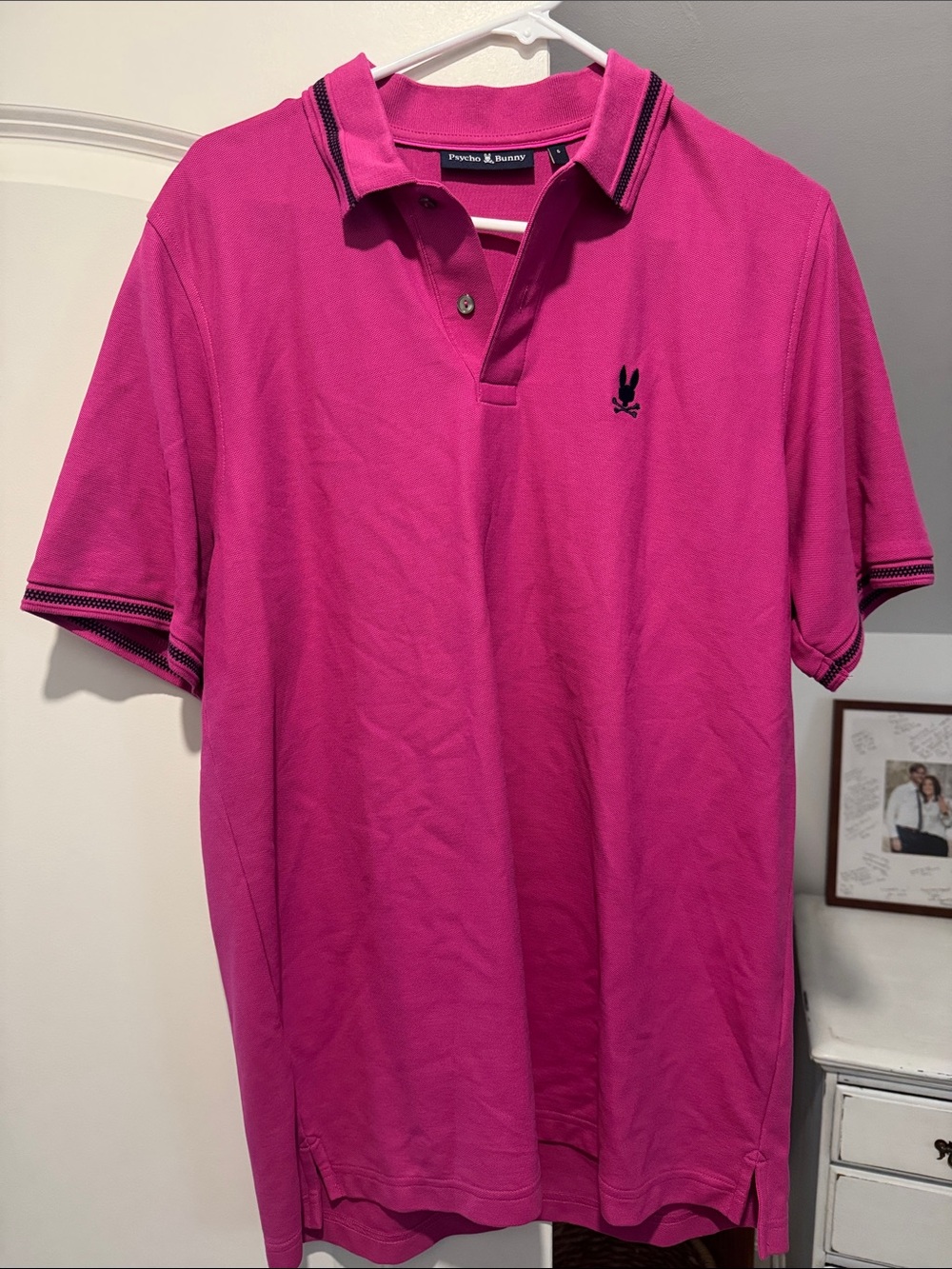 Psycho Bunny Hot Pink Polo with Contrast Trim